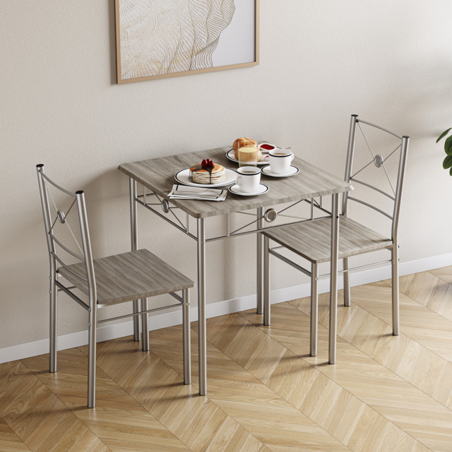 Vida Designs Roslyn 2 Seater Dining Set 3 Piece Table & Chairs, Oak