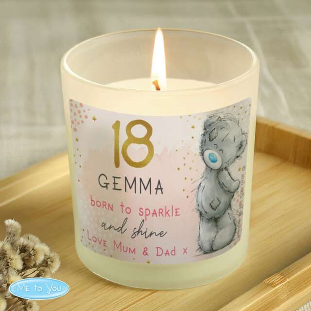 Personalised Me To You Sparkle & Shine Birthday Scented Jar Candle Clear