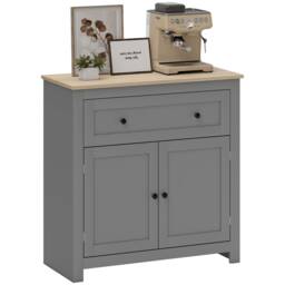 HOMCOM Sideboard Storage Cabinet, Morden Kitchen Cupboard with Adjustable Shelf, Drawer and Double Doors, Sideboard for Living Room, Dining Room, Hallway, Grey Grey Grey