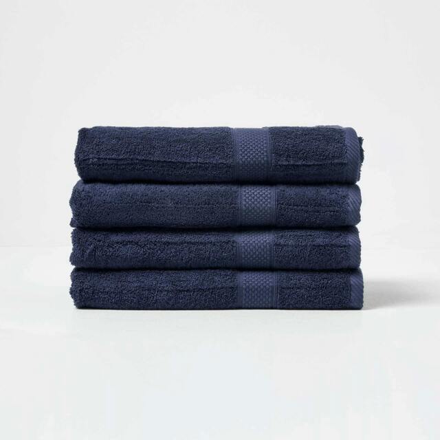Homescapes Turkish Cotton Bath Towel Set of 4 - Navy Blue Blue Bath towel 4