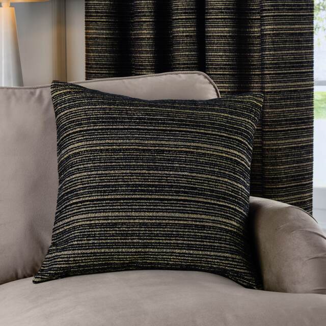 Paoletti Jupiter Chenille Jacquard Cushion Black Black/Gold