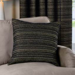 Paoletti Jupiter Chenille Jacquard Cushion Black Black/Gold