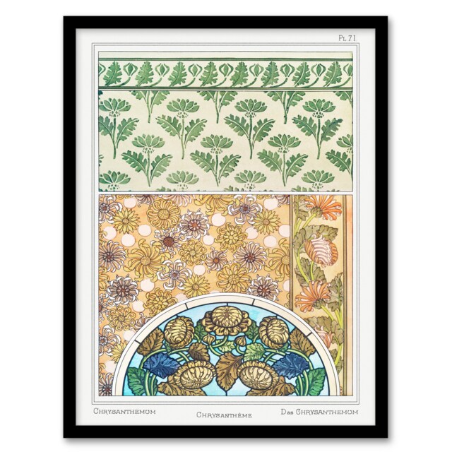 Maurice Pillard Verneuil Framed Wall Art Ornamental Chrysanthemum Home Décor