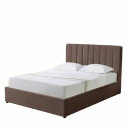 Evelynne Fabric 135cm Double Ottoman Bed Frame with Storage - Dark Brown
