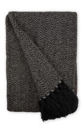 "Hartley Collection Recycled Cotton Throw in Black (70"" x 100"")"