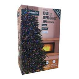 1000 LED 25m Indoor Outdoor Christmas Multi Function Mains Operated String Lights with Timer in Rainbow