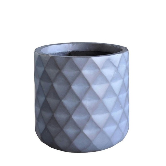 Diamond Style Grey Cylinder Round Plant Pot also can be used as Hanging Planter Indoor D24 H24 cm, 10.9 ltrs Cap.