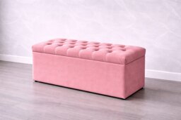 Pink Plush Ottoman Storage Box