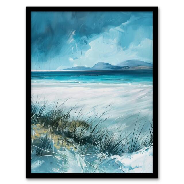 Luskentyre Beach Isle Harris Hebrides Home Decor Black Framed Wall Art Print A4