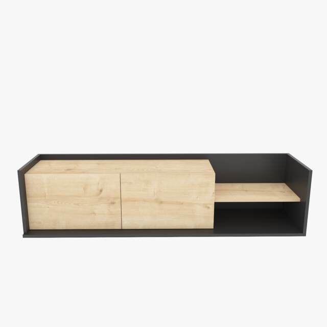 Deorotika Modern Krog TV Unit for TV's up to 47' Inches with Cabinets and Open Shelves