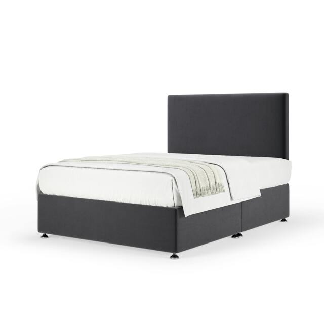 Memory Maestro Memory Foam Graphite Plush Velvet Divan Set And Valencia Headboard Double