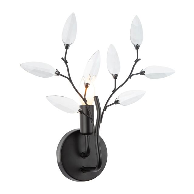 Modern Birch Matte Black Wall Lighting Fixture with Transparent Acrylic Leaves Black Black 1