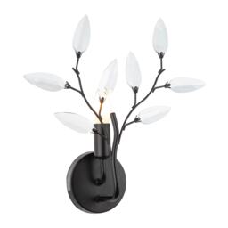 Modern Birch Matte Black Wall Lighting Fixture with Transparent Acrylic Leaves Black Black 1