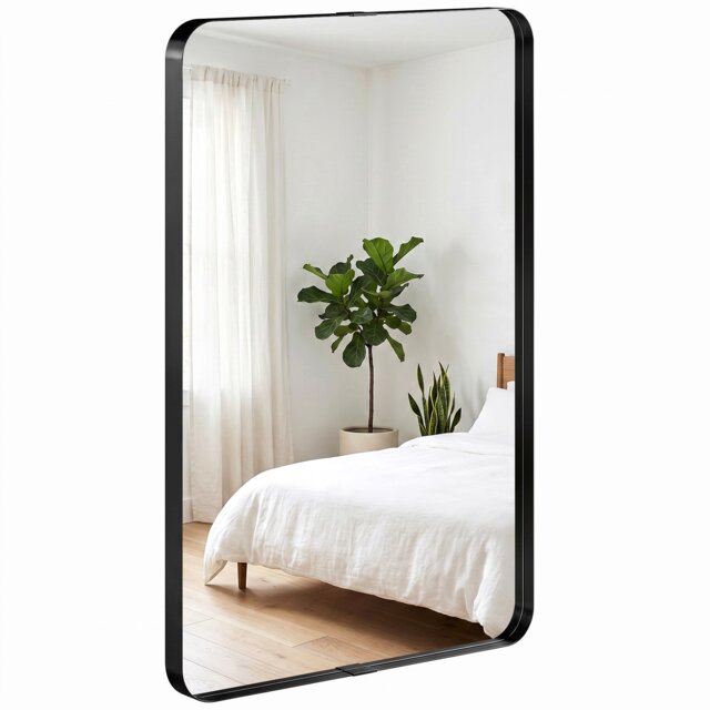 HOMCOM Rectangular Wall Mirror, 90 x 60 cm Wall Mounted Bathroom Mirror