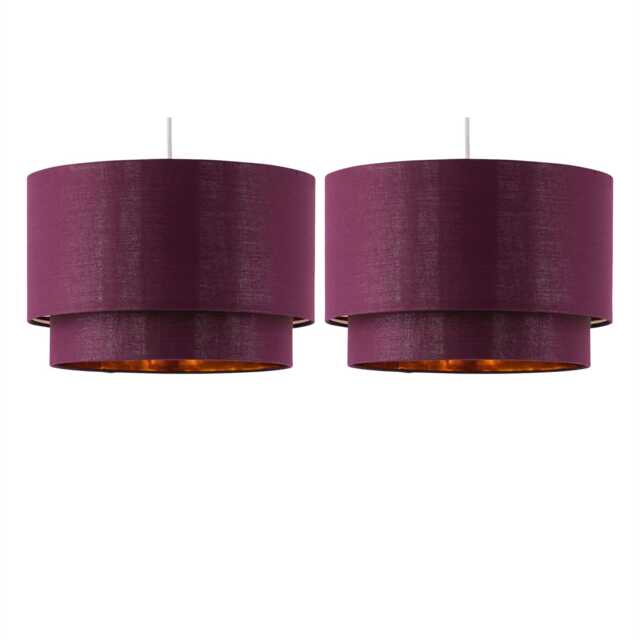 Set of 2 Kozy - Burgundy and Gold 30cm Pendant Shades