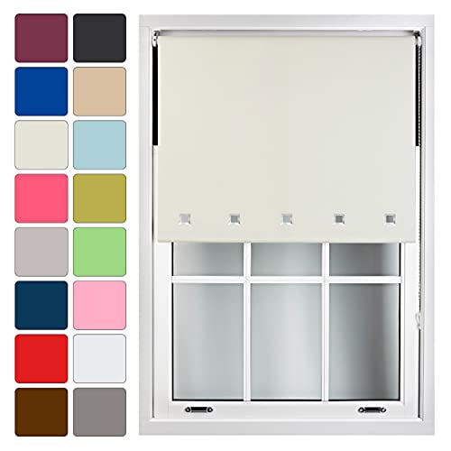FURNISHED Blackout Roller Blinds with Square Eyelets Cut to Size Easy Fit Window Shade Cream Cream (W) 240cm x (L) 165cm