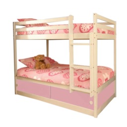 3ft White Wooden Storage Bunk Bed With Pink Finishes