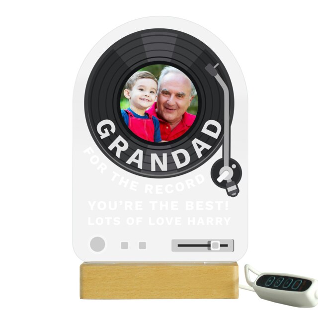 Personalised Record Photo Upload Wooden Based LED Light
