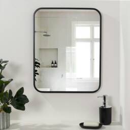 OHS Rectangular Wall Mounted Framed Vanity Glass Mirror, 54x42cm - Black