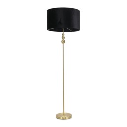 ValueLights Marissa Black Velvet Shade with Brushed Gold Stacked Ball Floor Lamp and Bulb