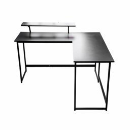 Abrihome L Computer Desk with Self Corner Desk Work Table Home Office Table Industrial Rustic, Black