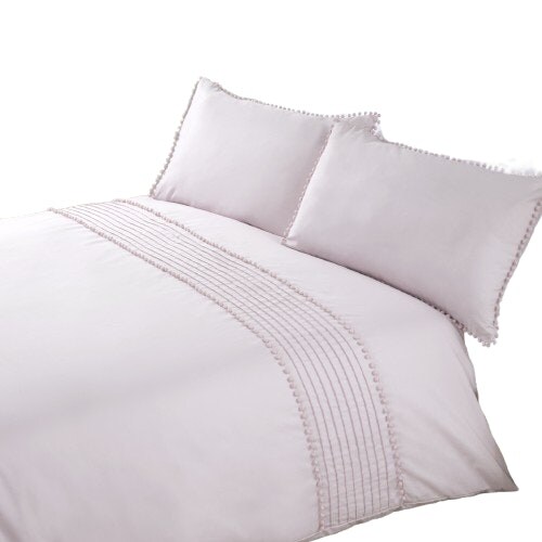 Pom Poms Polycotton Duvet Cover Set with Pillowcase Pink King 1