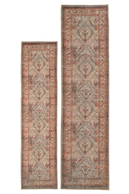 Neutral Terracotta Beige Vintage Distressed Washable Living Room Area Rug- 60x240cm Cream