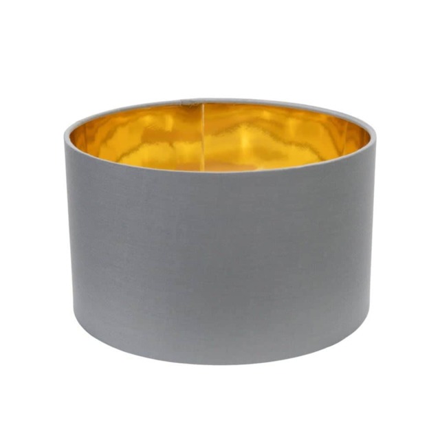 ValueLights Reni Grey Fabric Gold Shade and Bulb