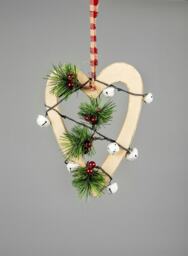 Wooden Hanging Decoration Heart Shape Cream 23X1.2X30 CM