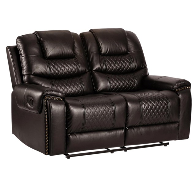 Faux Leather Brown 2 Seater Manual Recliner Sofa RAVENNA