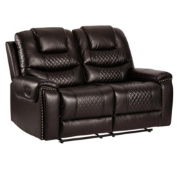 Faux Leather Brown 2 Seater Manual Recliner Sofa RAVENNA