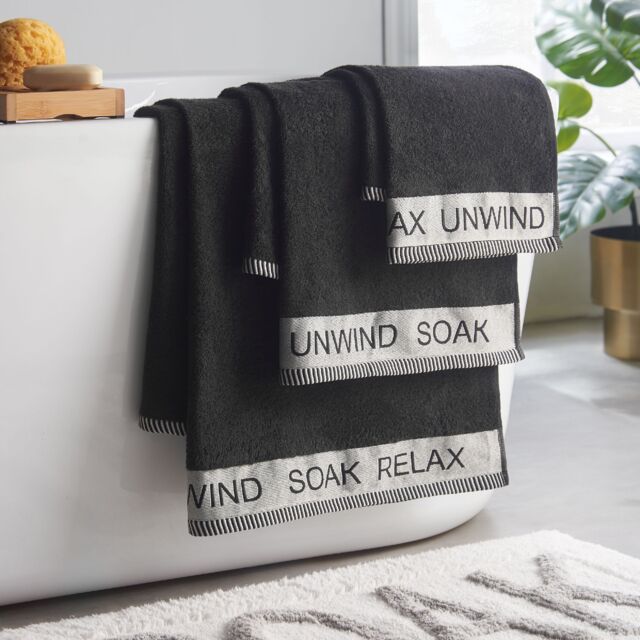 Catherine Lansfield Relax And Unwind 4 Piece Towel Set Black One size