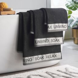 Catherine Lansfield Relax And Unwind 4 Piece Towel Set Black One size