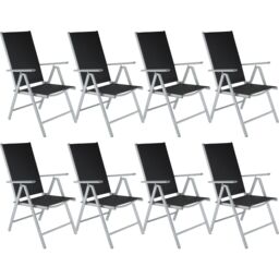 Folding garden chairs with adjustable backrests, mesh fabric Silver black/silver 8