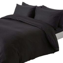 Homescapes Black Egyptian Cotton Single Duvet Cover with One Pillowcase, 330 TC Black Single