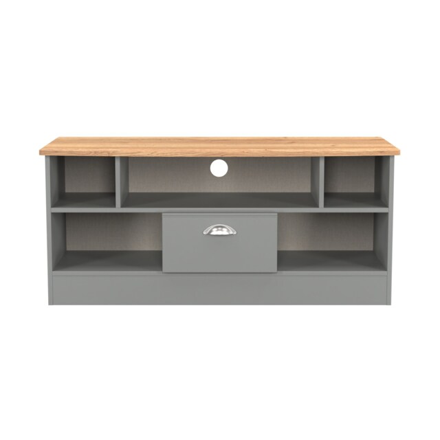 Albert 1 Drawer TV & Media Unit in Dusk Grey & Riviera Oak (Ready Assembled) Grey Dusk Grey & Riviera Oak