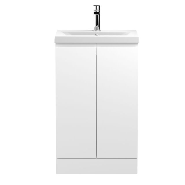 Balterley Mavesyn Contemporary 2 Door Floor Standing Vanity Unit with Mid-Edge Basin, Satin White, 500mm