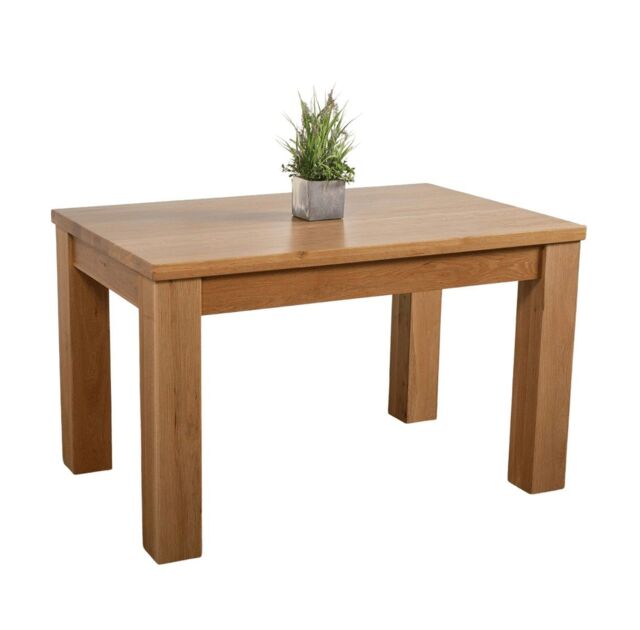 Dakot 127cm Chunky Small Solid Oak Dining Table Brown Light Oak