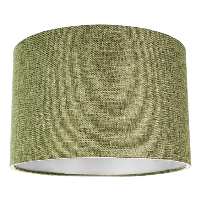 "Contemporary Olive Green Plain Linen Fabric 14"" Drum Lamp Shade 60w Maximum Green Olive Green 1"