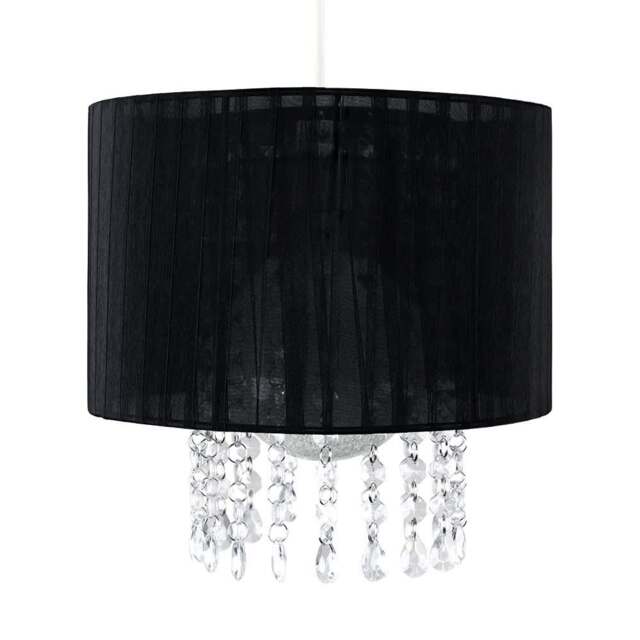 ValueLights Oba Black Ribbon Wrapped Pendant Shade Acrylic Droplets Black