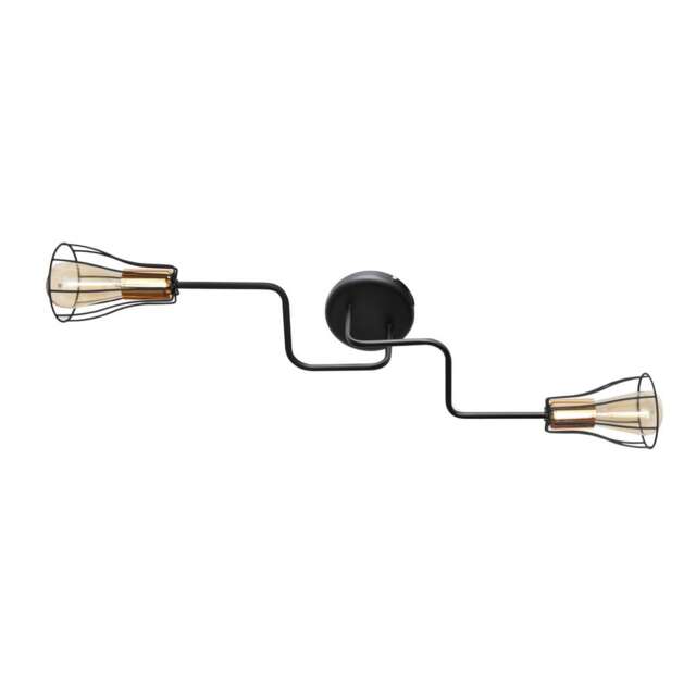Tube Multi Arm Semi Flush Ceiling Light Black, Copper 82cm
