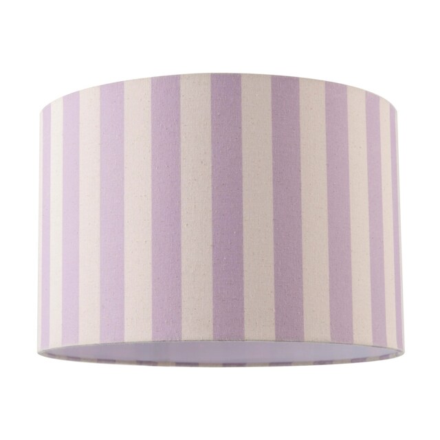 Lavender Lilac and Oatmeal Linen Striped Lamp Shade with Fabric Inner Purple Lilac 1