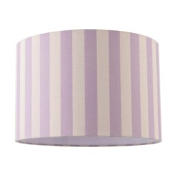 Lavender Lilac and Oatmeal Linen Striped Lamp Shade with Fabric Inner Purple Lilac 1