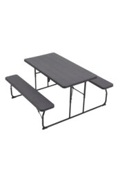 Living and Home Outdoor Foldable Picnic Table Bench Set with Parasol Hole, Black Black 74cm H x 180cm W x 160cm D