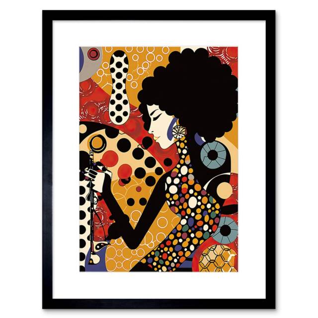 "Soul Music Singer Colourful Pattern Abstract 9x7"" Black Framed Wall Art Print"
