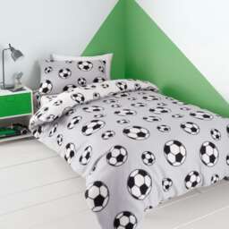 Football Fleece Reversible Duvet Cover Set Grey Single