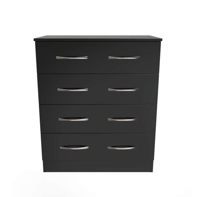 Hampshire 4 Drawer Chest of Drawers in Black Matt (Ready Assembled) Black Black Matt