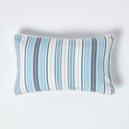 Homescapes Cotton New England Stripe Rectangular Cushion Cover - 30 x 50 cm Blue Blue 30 x 50 cm