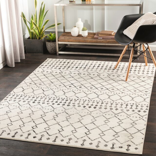 LIVABLISS Pisa-Geometric Rug 200 x 275 cm Black Off-White Grey