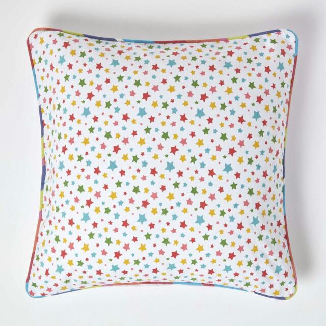 Homescapes Cotton Multi Colour Stars Cushion Cover - 60 x 60 cm Multi Multi colour 60 x 60 cm